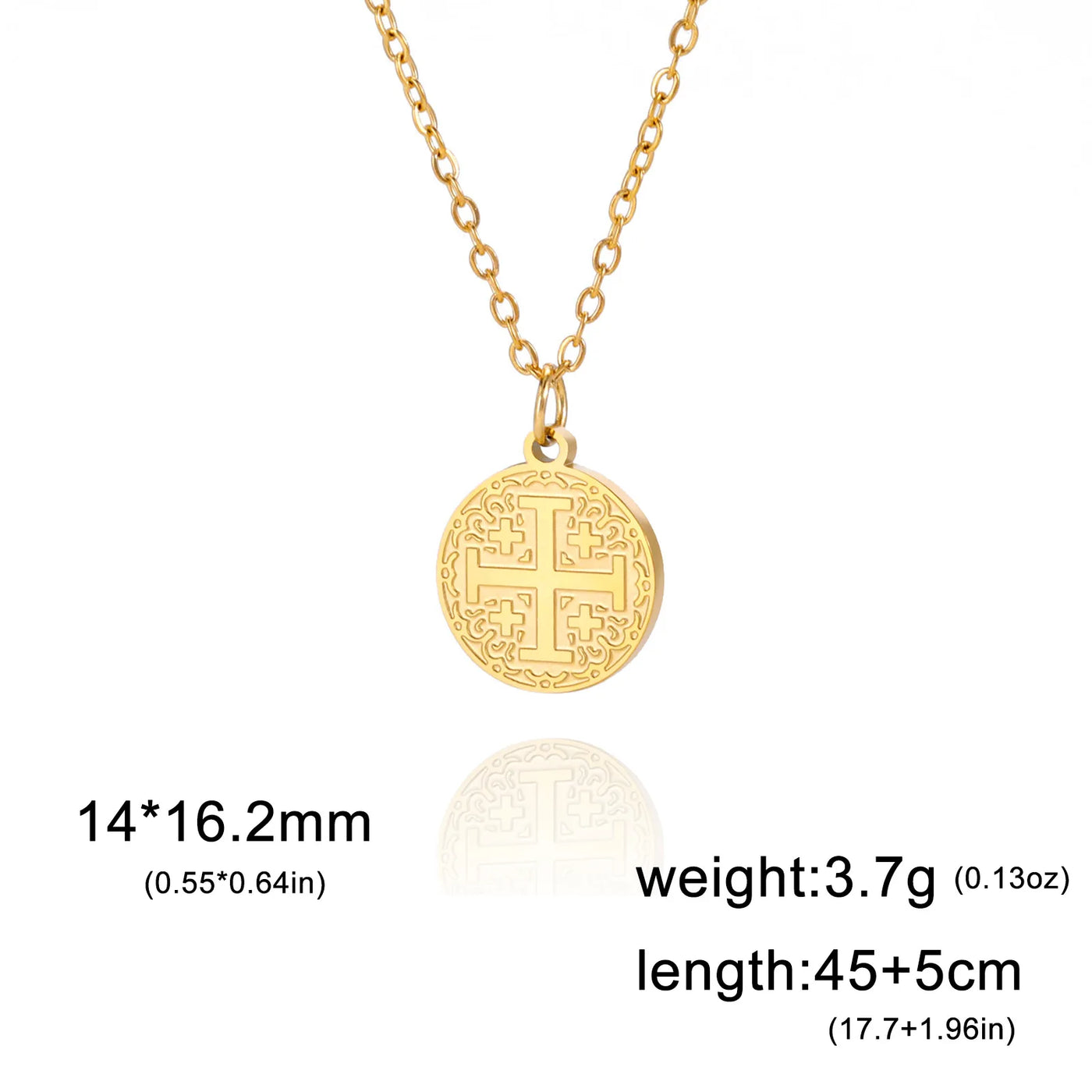 Dreamtimes Jerusalem Crusaders Cross Pendant Necklace for Women Men Jerusalem Medallion Disc Greek Religious Jewelry Gifts