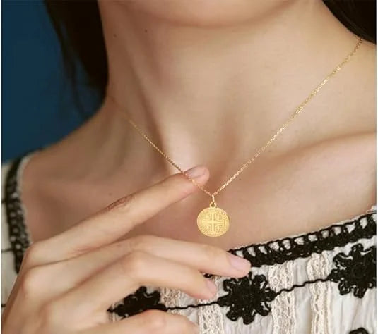 Dreamtimes Jerusalem Crusaders Cross Pendant Necklace for Women Men Jerusalem Medallion Disc Greek Religious Jewelry Gifts