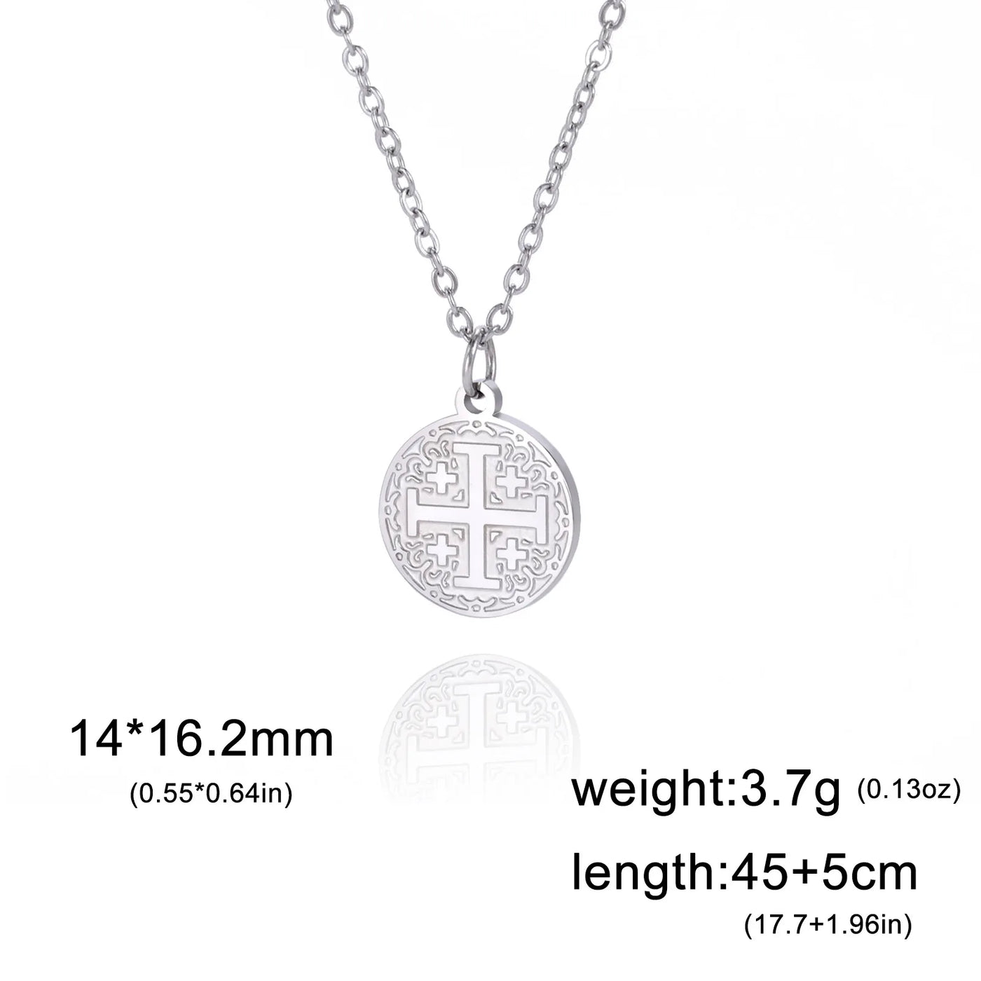 Dreamtimes Jerusalem Crusaders Cross Pendant Necklace for Women Men Jerusalem Medallion Disc Greek Religious Jewelry Gifts