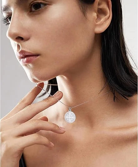 Dreamtimes Jerusalem Crusaders Cross Pendant Necklace for Women Men Jerusalem Medallion Disc Greek Religious Jewelry Gifts